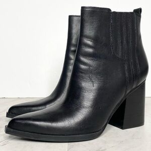 Marc Fisher Oshay Black Leather Heeled Bootie 9 1/2